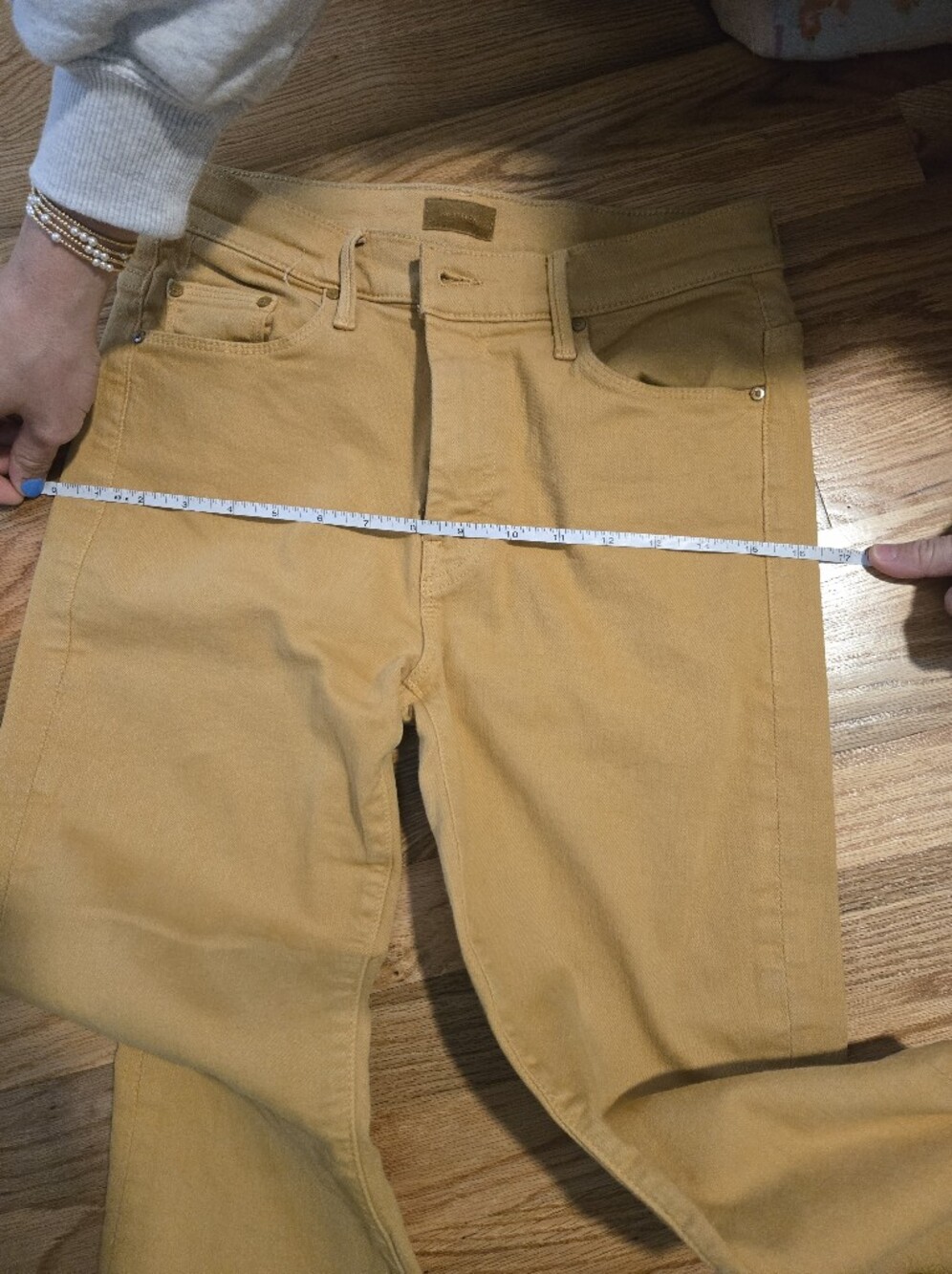 MOTHER Wide Leg Flare Jeans in Mustard Yellow - Picture 6 of 6